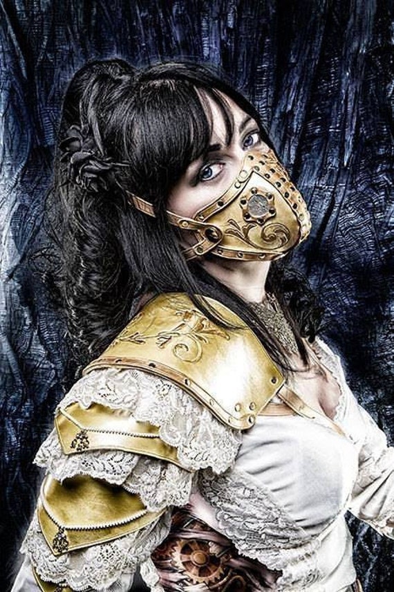 Hand carved leather respirator "Steampunk" mask by JacklynHyde steampunk buy now online