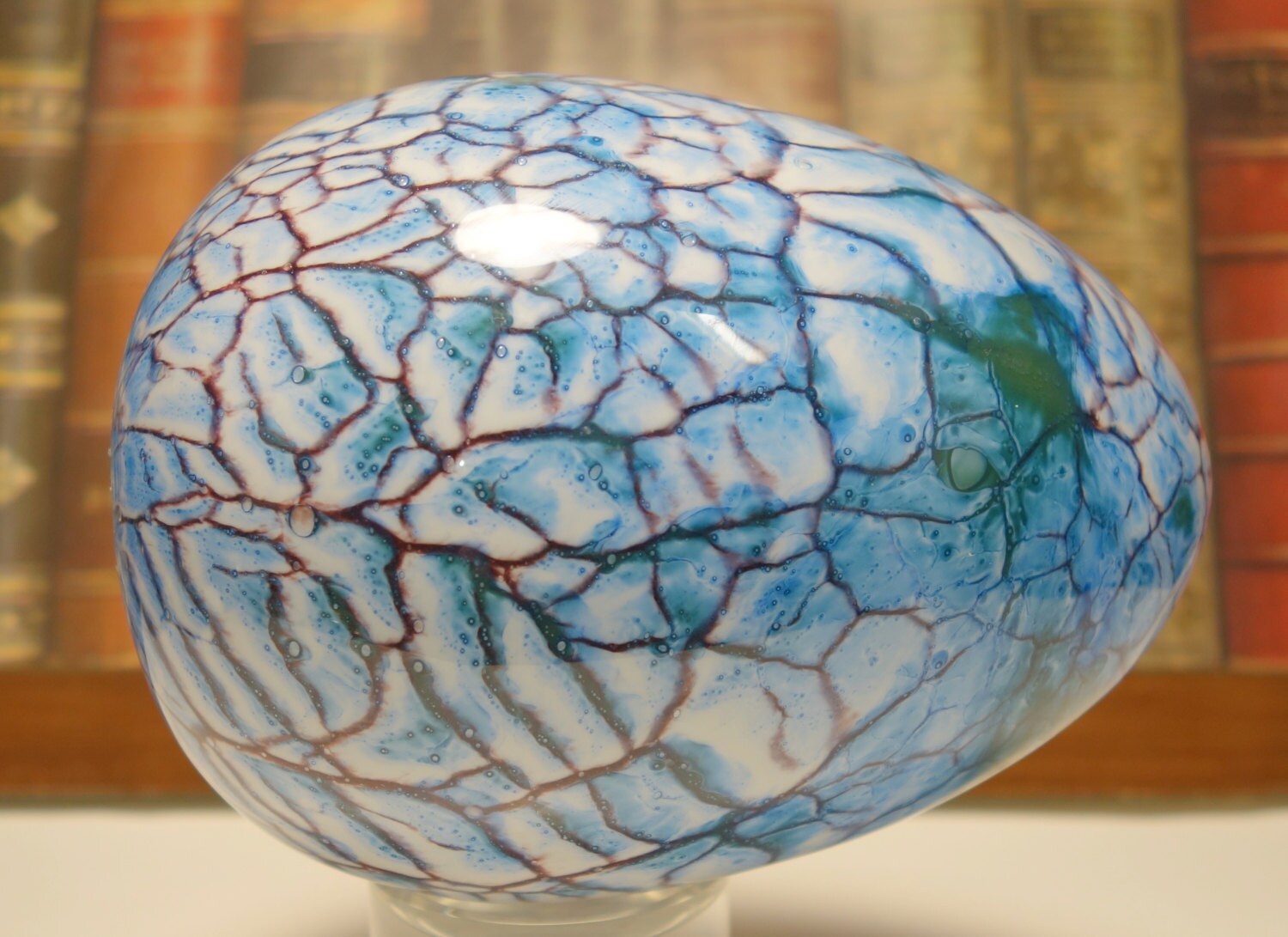 Vintage Large Hand Blown Art Glass Dragon Egg Sculpture Art