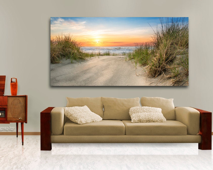 Large Ocean Beach Wall Decor Above the Couch Hanging Art