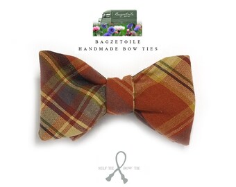 Bow Tie, plaid, freestyle, mens bowtie / self tie / ships worldwide / just bowties for men by Bagzetoile
