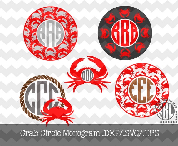 Download Crab Monogram Frames INSTANT DOWNLOAD in dxf/svg/eps for use