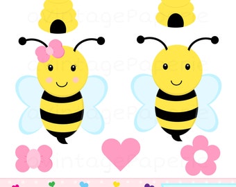 Bumble bee clipart // Bumble bee clip art // Commercial Use Clipart