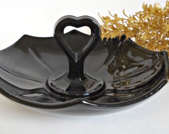 Depression Glass Black Amethyst Candy Dish Tidbit 1930's