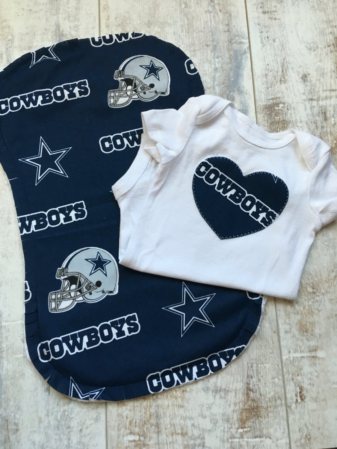 Dallas Cowboys Baby Baby Girl Bodysuit and Burp by BrikayDesigns