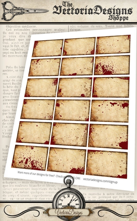 mini blank blood stained labels halloween printable paper blank apothecary labels