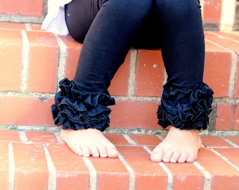 Black Ruffle Leggings - Black Cat - knit ruffle leggings - comfy knit ruffle pants size Newborn to 10 with FREE SHIPPING