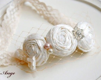 Newborn Headband, Newborn photo prop,Newborn props, Baby photo prop, baptism headband, French veil