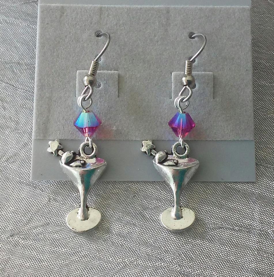 Martini Glass and Swarovski Crystal Earrings