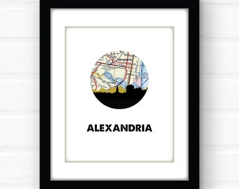 Alexandria VA wall art | Alexandria Virginia map art | Virginia city skyline print | Virginia coastal decor | travel print | Virginia wall