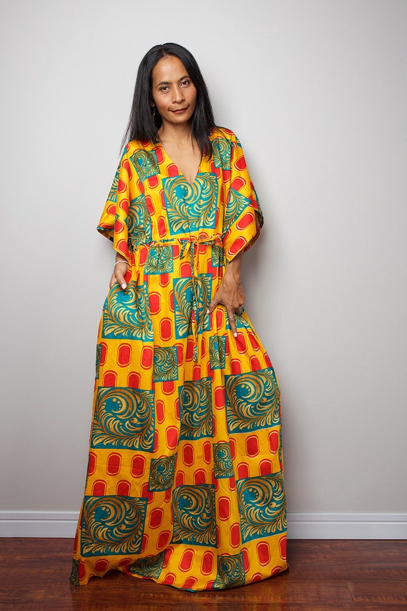 Maxi Dress / Kaftan Summer Dress / Boho African Print Maxi