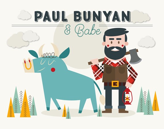 paul bunyan print wall decor art babe