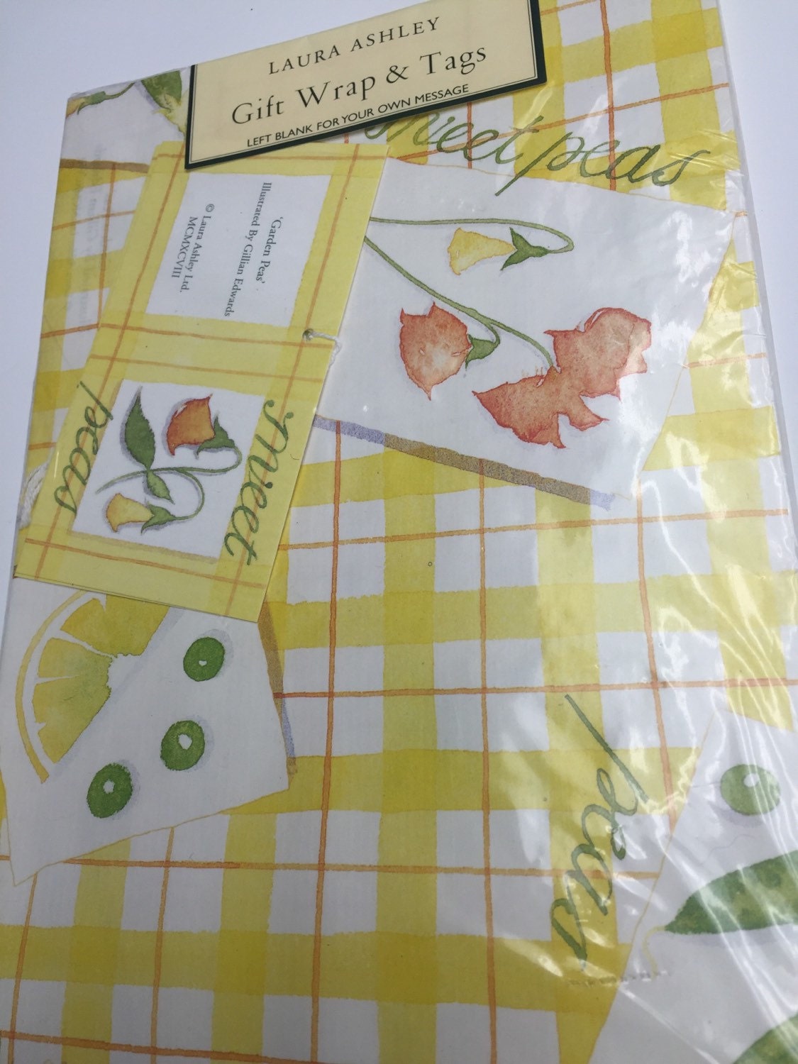 Vintage Laura Ashley gardening wrapping paper gift wrap citrus