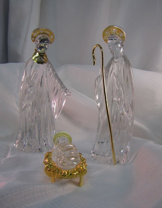 Gorham Lead Crystal Holy Family Nativity Figurines
