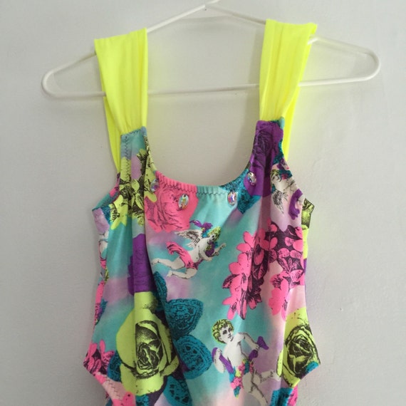 Neon Cherub Swimsuit Leotard Bodysuit High Cut One Piece