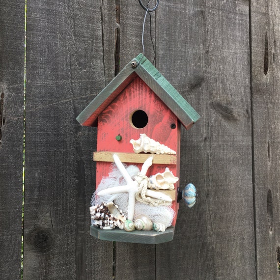 Beach Birdhouse Functional Seashell Bird House Decorative