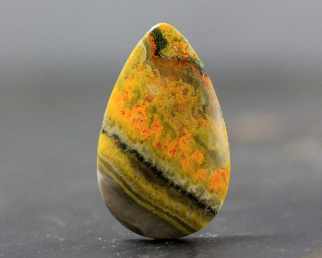 Teardrop Bumblebee Agate Volcanic Cabochon Natural Yellow