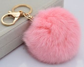 Fluffy keyring, Fluffy key ring, key chain, Fluff Ball keyring, pink fluffy, fluffy keyring. pink fluffy key chain, coral rose