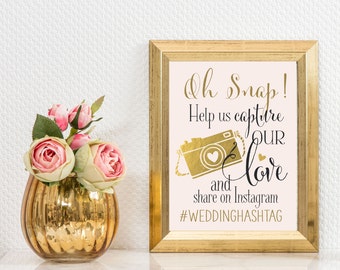Instagram Wedding Sign | Personalized Wedding Hashtag PRINTABLE | Instant Download