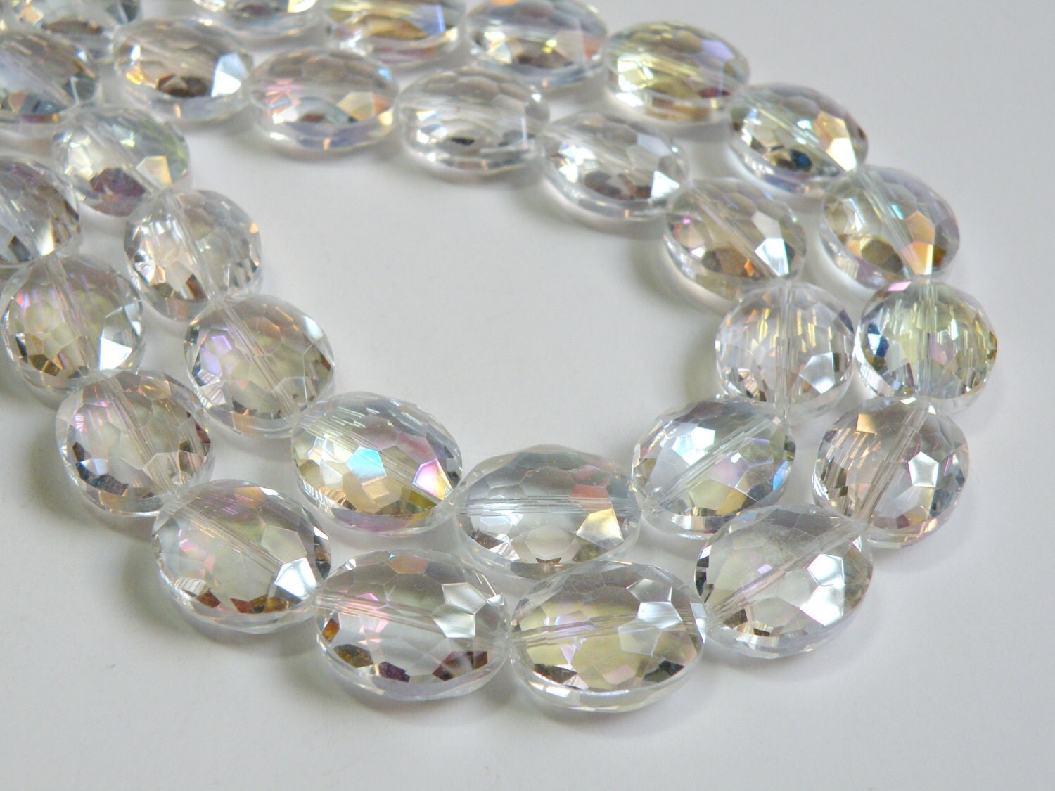 Clear AB Crystal oval faceted glass beads high luster 20x16mm