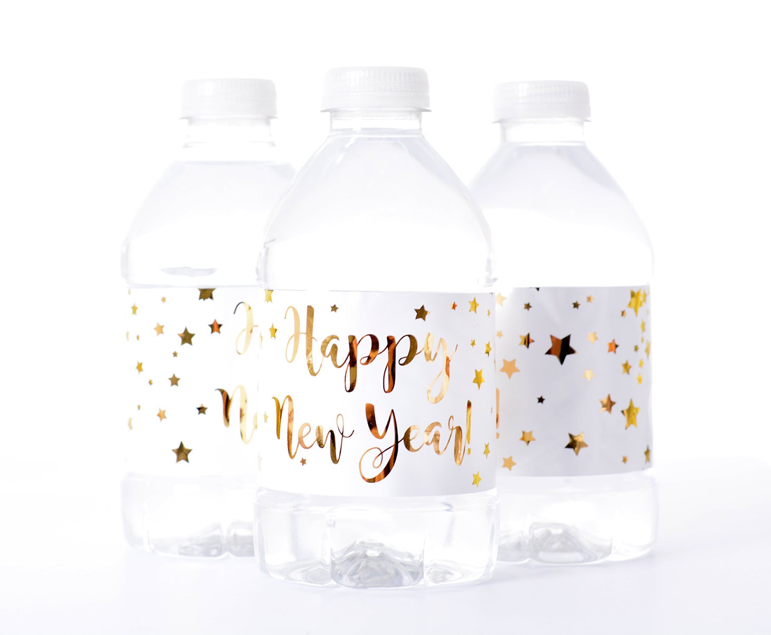 METALLIC FOIL New Years Party Water Bottle Labels New Years