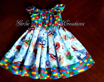 THOMAS the TRAIN Dress, Girls Dress, Thomas the Train, Thomas, Percy, James, Matilda Dress - 2T - 5