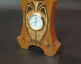 Art Nouveau inlaid miniature clock MDC-30 Free Shipping.