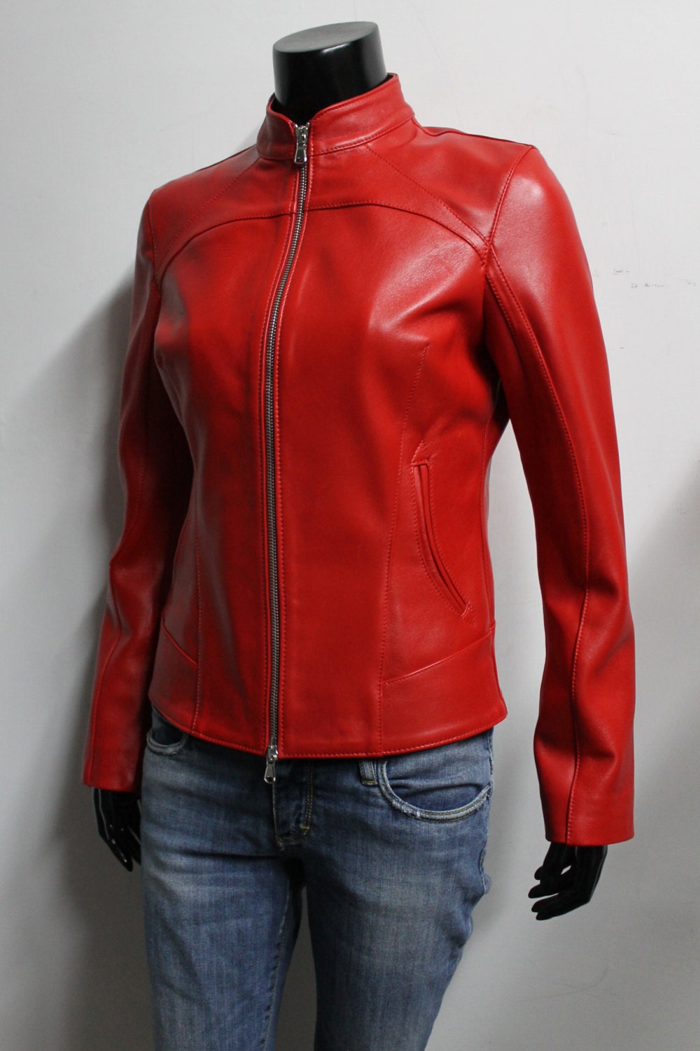 Italian Handmade Women Soft Genuine Lambskin Leather Jacket 