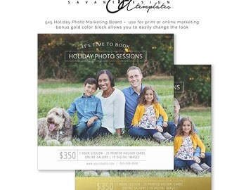 Christmas Holiday Mini Session Template, Photography Marketing Photoshop Template, Gold, MS4, INSTANTDOWNLOAD