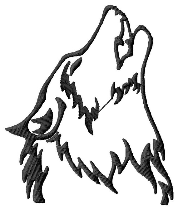 Howling Wolf Digital Embroidery Design