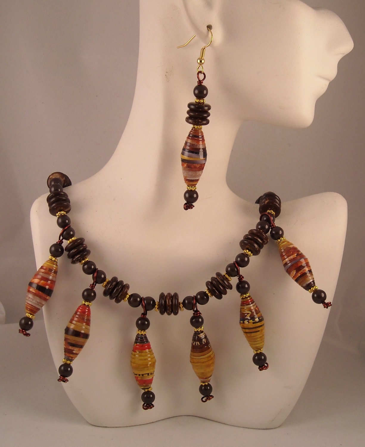 Afrocentric Multicolor Handmade Paper Beads Coconut Beads