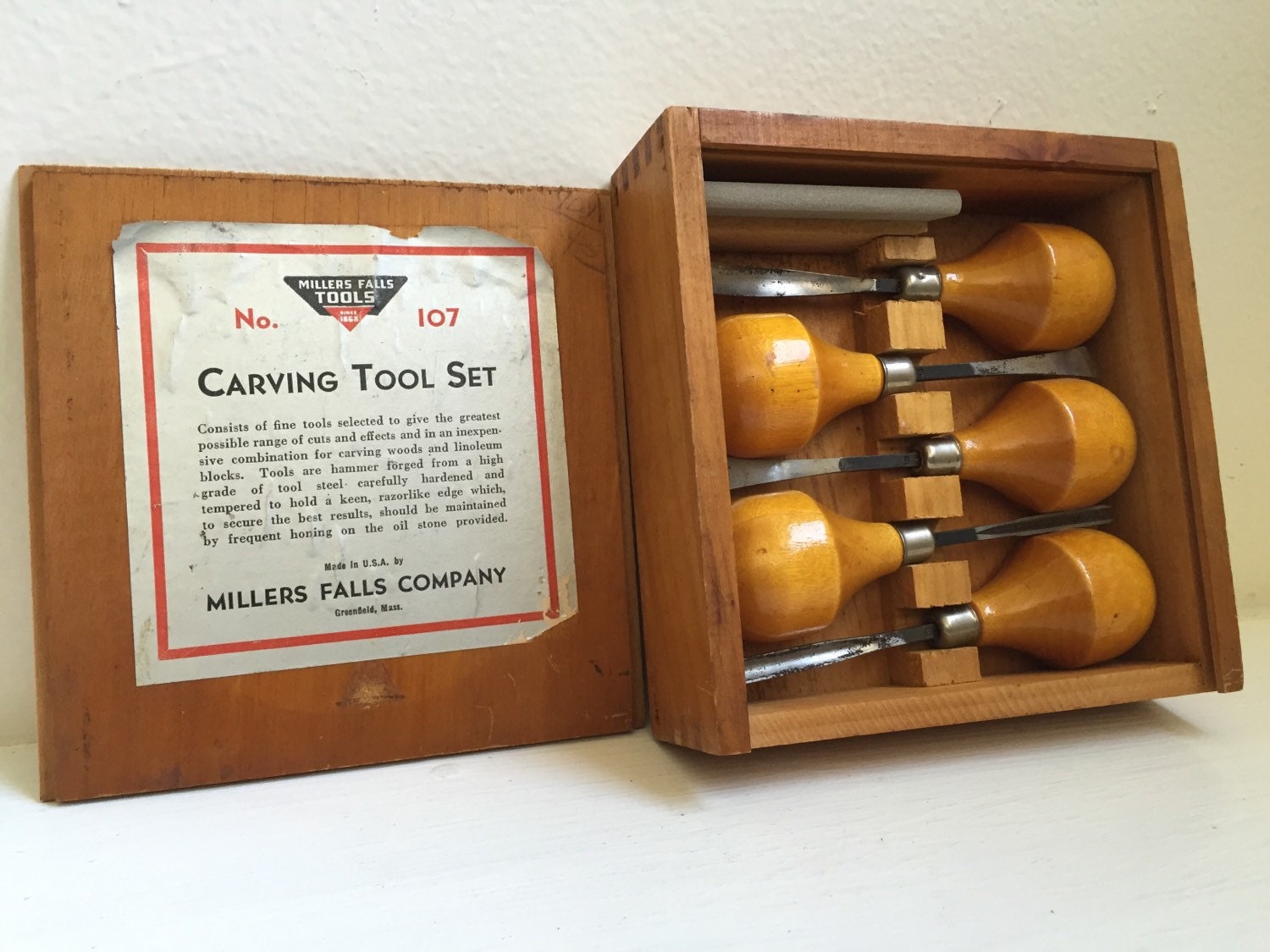 Vintage Millers Falls Tools Carving Tool Set No. 107 Original