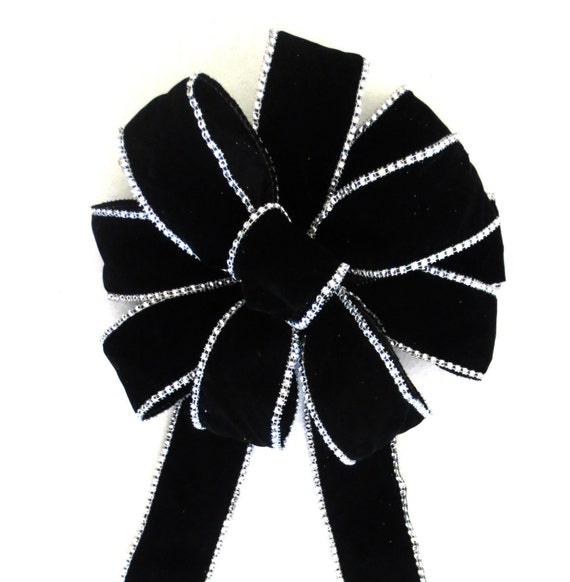 black bow black velvet bow with rhinestones christmas bow black bow black velvet bow with rhinestones christmas bow
