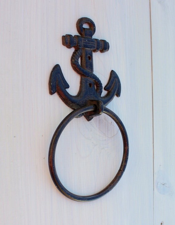 Nautical Anchor Towel Holder Ring Cast Iron by OurSweetHomeAlabama