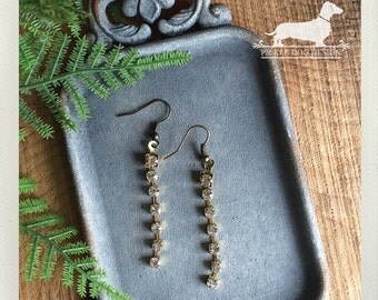 Sparkle. Dangle Earrings -- (Vintage-Style, Rhinesones, Elegant, Feminine, Lovely, Clear, Classic, Wedding, Birthday Gift for Her Under 10)