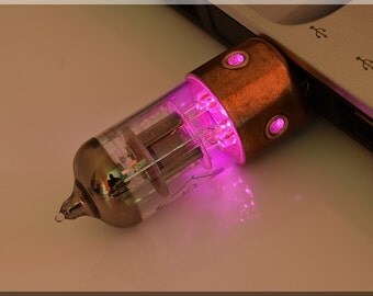 Pentode 8/16/32/64/128GB PURPLE Porthole radio vacuum tube USB flash drive stick. Steampunk/Industrial Art. !!!FREE shipping!!!
