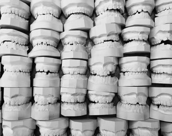 Creepy Vintage Dental teeth molds - old dentist tooth mold - articulated dental mold sets - Halloween vintage dental prop oddity dental