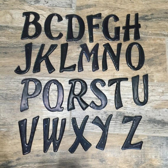 Vintage black Metal letters 3.5 textured letter