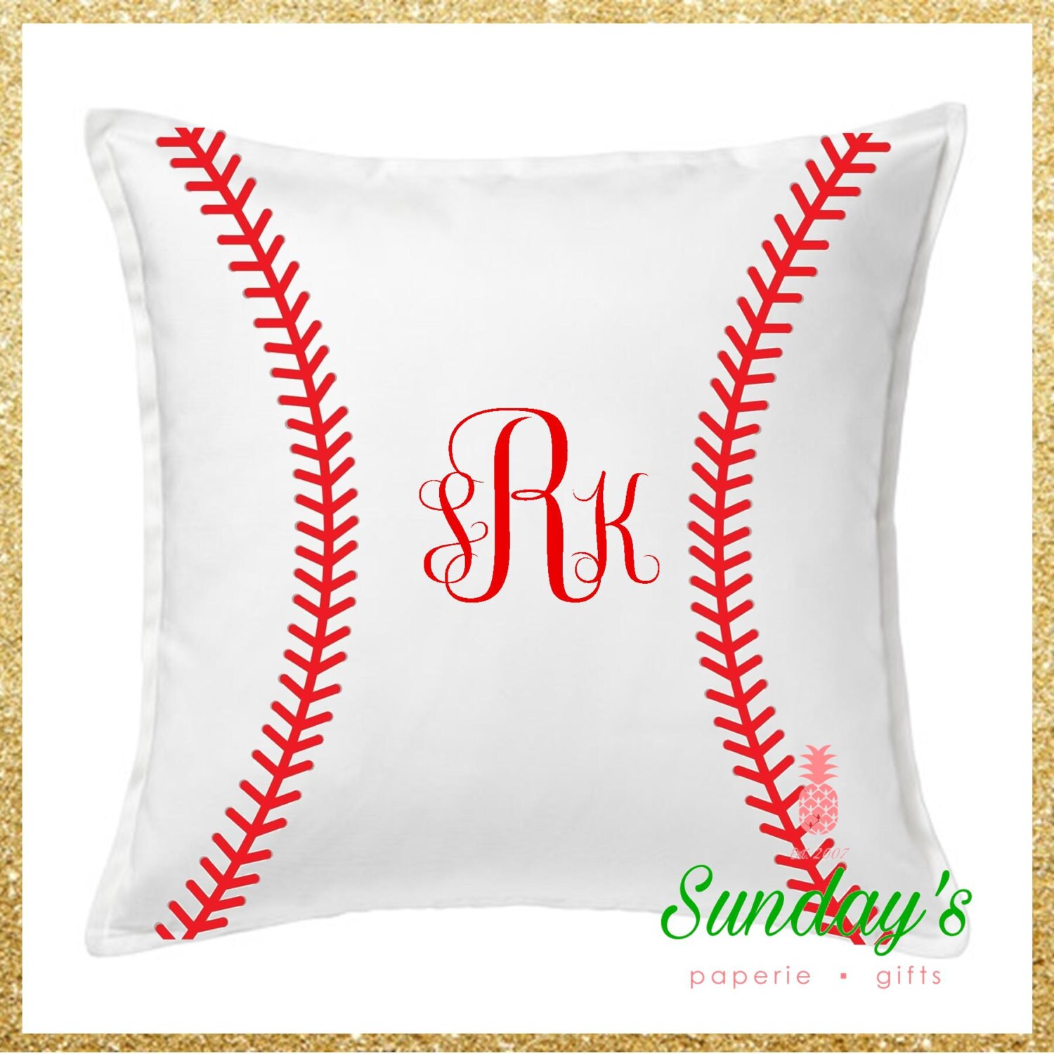 Baseball Custom Monogram Pillow Cover