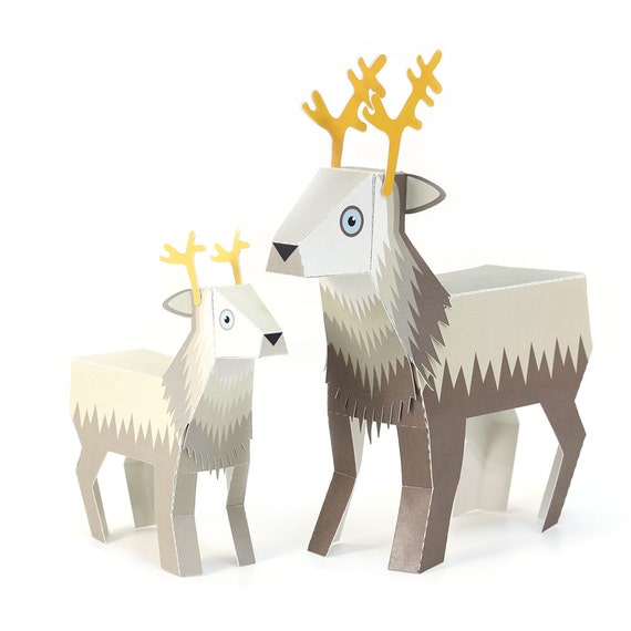 Maxi Reindeer Paper Toys DIY Paper Craft Kit 3D Paper