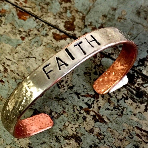 Faith Inspiring Bracelet Silver and Copper Soldered FAITH