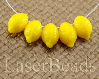 Lemon beads 12pc 14mm Yellow lemon fruits Opaque Yellow Czech glass teardrop beads Bright yellow beads Tear drop beads Top drilled