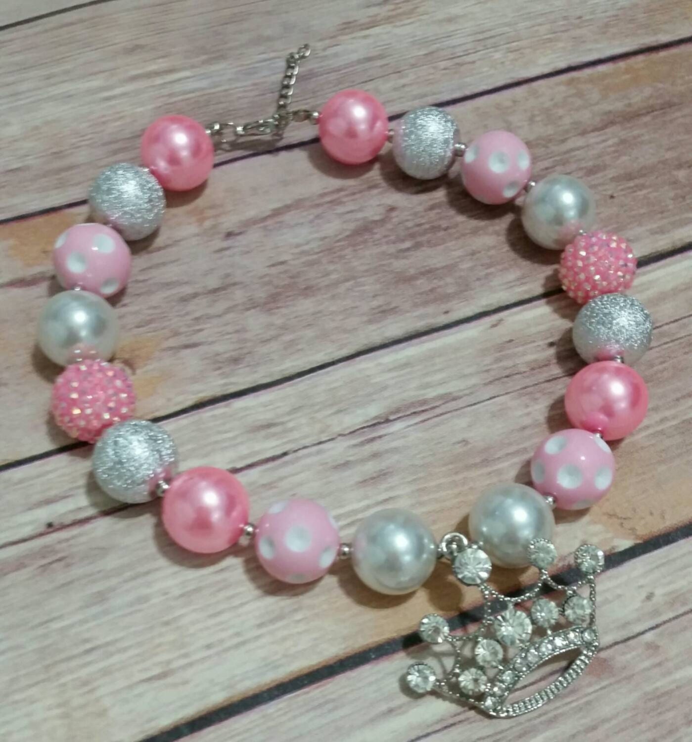 Pink Princess Necklace Pink Chunky necklace by SunshineChloeCrafts