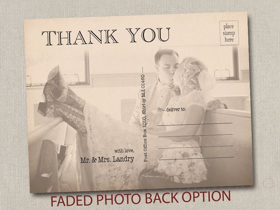 Wedding Thank You Photo Postcards Cards Note Notes Magnets