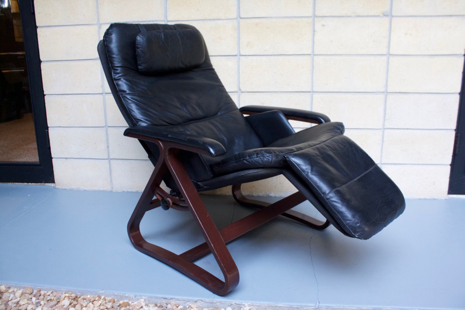 Reserved: Mid Century Bentwood and Leather Recliner Westnofa