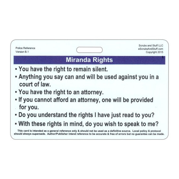 The Best miranda warning card printable | Harper Blog