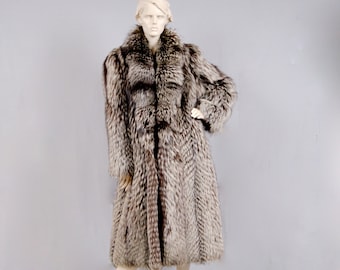 YSL Yves Saint Laurent Fourrures Spectacular Silberfuchs Silver Fox Fur Full Length Coat