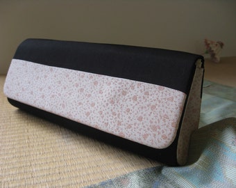 On sale, 20% Off ,Japanese Kimono clutch, handbag,Black/Soft Pink, #1