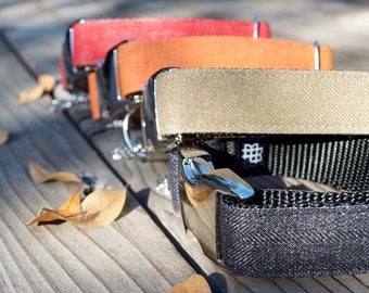 Taupe Herringbone Dog Collar, Fall Dog Collar, Autumn, Neutral Color, Adjustable, Metal Hardware