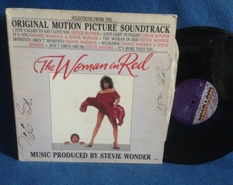 Vintage, Stevie Wonder - "The Woman In Red" Original Soundtrack, Vinyl LP, Record Album, Original Motown Press, Dionne Warwick