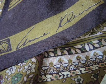 Vintage 1970s silk scarf Anne Klein 8 x 69 inches